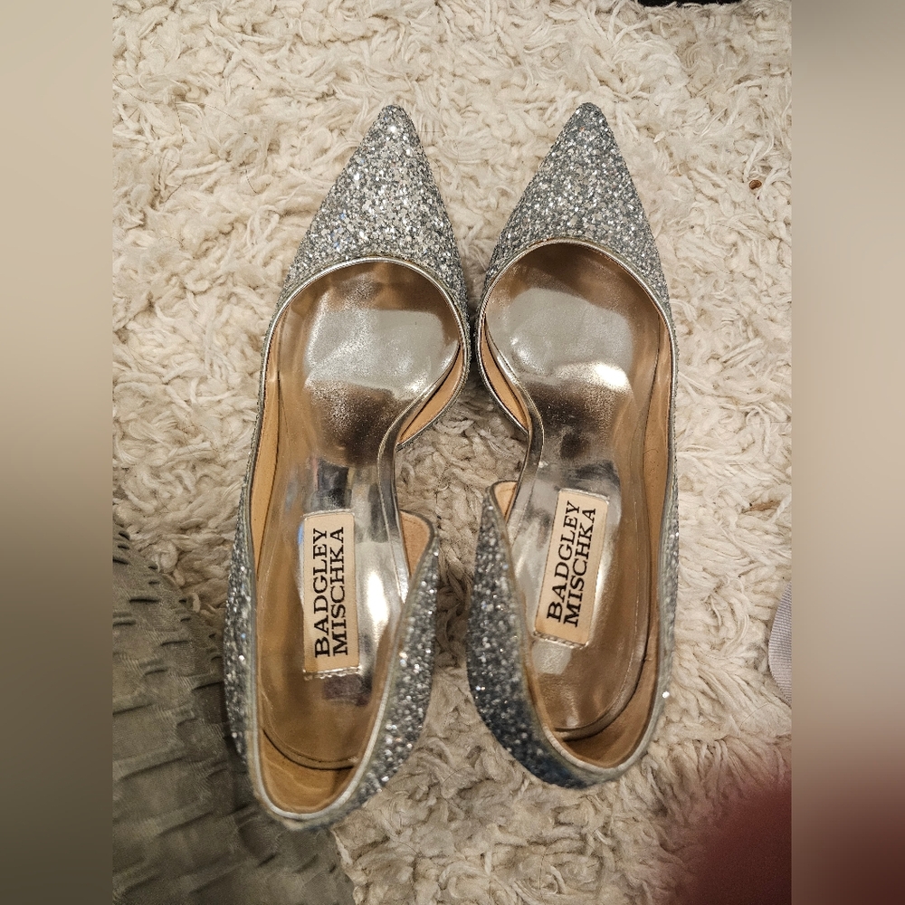 Badgley Mischka Glittering Silver Heels